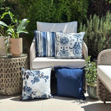 Imagem de Kit 4 Capas Almofadas Impermeáveis Floral, Listras, Flores e Azul - AM