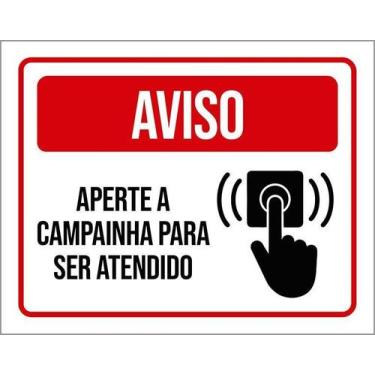 Imagem de Kit 10 Placa Acm Aperte Campainha Ser Atendido Desenho18X23 - Sinalizo