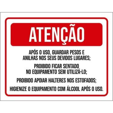 Imagem de Kit 10 Placa Acm Guarde Pesos Anilhas Proibido Sentar 18X23 - Sinalizo