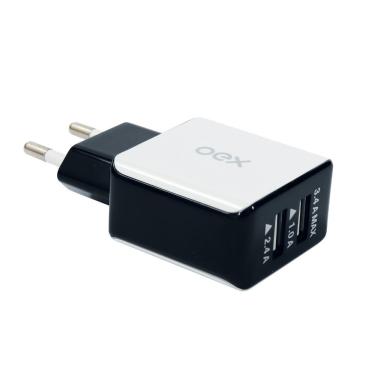 Imagem de Carregador De Tomada Com Duas Entradas Usb Oex Cg201 - Preto