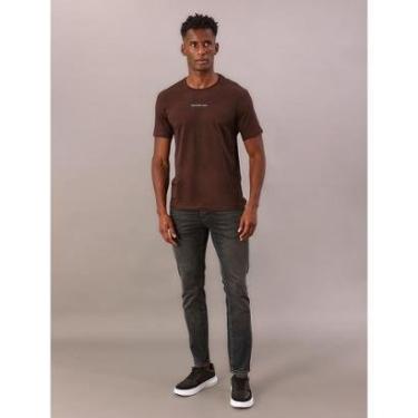 Imagem de Camiseta Manga Curta Calvin Klein Jeans Masculino Logo Centralizado - Marrom-Feminino