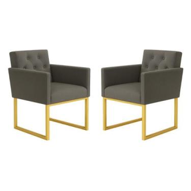 Imagem de Kit 2 Poltronas Decorativas Reforçada Recepção Base Ferro - Móveis Maf