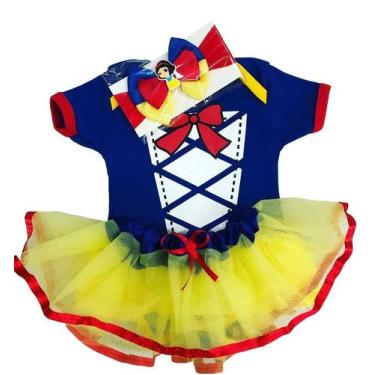 Imagem de Body Bebê Mesversário Branca de neve + Tule + Laço Papilloo, M, Azul, 