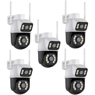 Imagem de Kit 5 Câmeras externa wi-fi giratória 360 Segurança Lente Dupla Bivolt