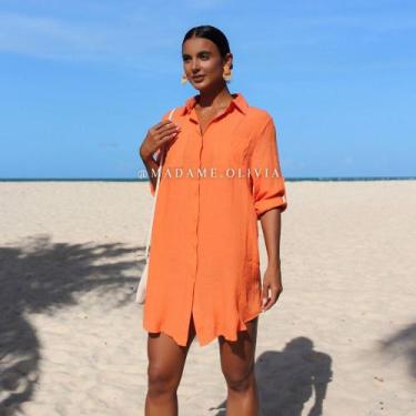 Imagem de Saída De Praia Chemise Lívia Renda Camisão Luxo Verão Resort - Madame 