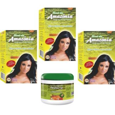 Imagem de Hene em po divina dama amazonia 200gr preto azulado + creme branco ama