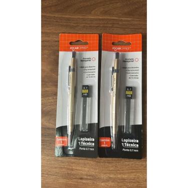 Imagem de Kit Lapiseira Técnica com Grafites 0.7mm Hexagonal OEM Jocar Office com Tubo 12 Minas para Desenho Dourada