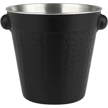 Imagem de Balde de Gelo Martelado 1L 14cm Emcasatem em Aço Inox para Bebidas Preto em Casa Tem
