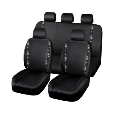 Imagem de Capas De Assento De Carro Universais Com Strass Preto, Protetores De I