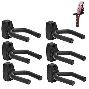 Imagem de Yajun Suporte de parede antiderrapante para guitarra, suporte de pescoço para baixo, bandolim, banjo, ukulele, 6 peças
