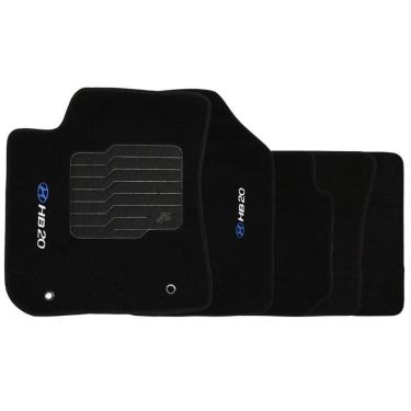 Imagem de Jogo de Tapete Automotivo Carpete Hyundai Hb20 2012 à 2019 Soft Logo Bordado 5 Peças