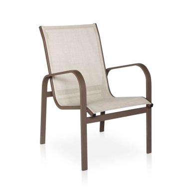 Imagem de Cadeira Para Varanda, área Externa, Gourmet E Jardim - Marrom Em Tela Sling Café Com Leite