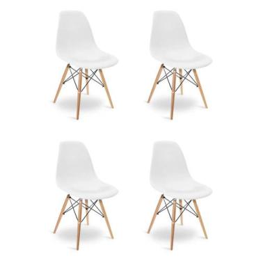 Imagem de Kit 4 Cadeiras Charles Eames Eiffel Wood Design Jantar Branca - Soffi