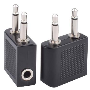 Imagem de Adaptador de fone de ouvido de avião MDR-1000X EX750NA WH-1000XM2 M3 3,5 mm adaptador de fone de ouvido de linha aérea banhado a ouro para sistema de entretenimento em voo, pacote com 2