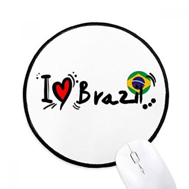 Imagem de DIYthinker I Love Brazil Word Flag Love Heart Illustration Mouse Pad Desktop Office Round Mat para Computador