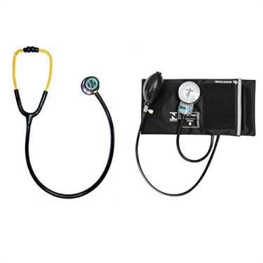 Imagem de Estetoscópio Bic Black Rainbow + Esfigmomanômetro P.a Med