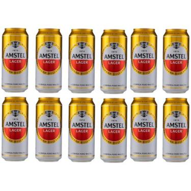 Imagem de Cerveja Amstel Lager Puro Malte 12 Unidades - Lata 473ml