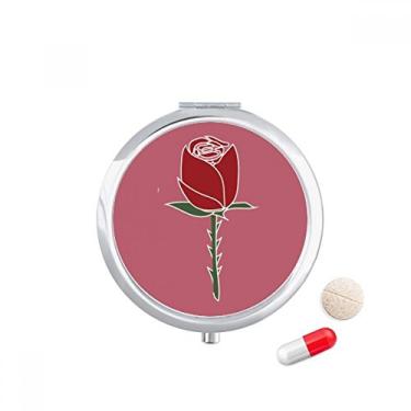 Imagem de Caixa de comprimidos com estampa de flor vermelha de cravo, caixa de armazenamento de remédios