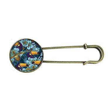 Imagem de Broche de metal retrô de orquídea com padrão contínuo de animais