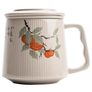 Imagem de PAYNAN Conjunto de 400 ml de caneca de chá separadora de água e chá de cerâmica para escritório
