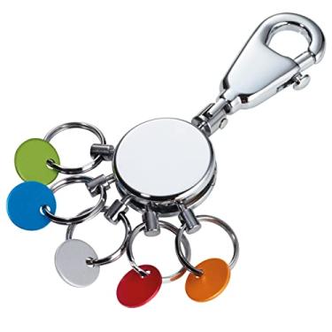 Imagem de TROIKA Porta-chaves patenteadas - KYR61/CH - redondo brilhante - chaveiro - gancho mosquetão - 6 anéis removíveis - placas coloridas para atribuir chaves originais