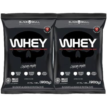 Imagem de KIT 2x Whey Caveira Refil 900g - Black Skull (MORANGO)