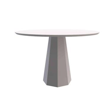 Imagem de mesa de jantar redonda com tampo de vidro isis off white 120 cm