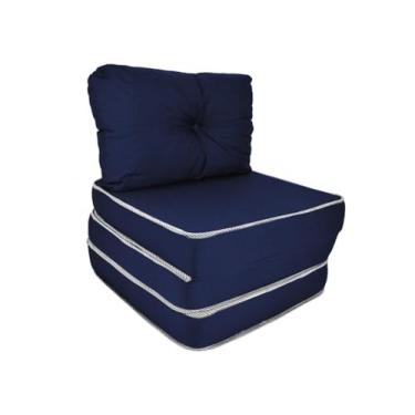 Imagem de Puff Multiuso 3 Em 1 Solteiro Azul Confort Com Travesseiro
