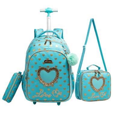 Imagem de Mochila Rodinha Escolar Infantil de Lancheira e Estojo Lápis Ideal para Meninos e Meninas de 7 a 12 Anos (amor01)