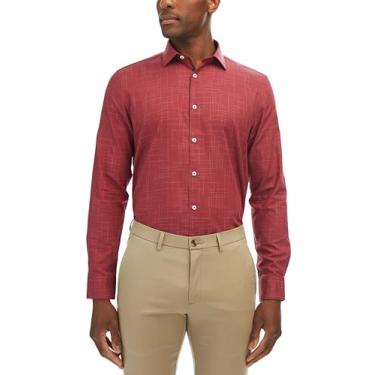 Imagem de Original Penguin Camisa social masculina slim fit, Xadrez vinho, 15" Neck 32"-33" Sleeve