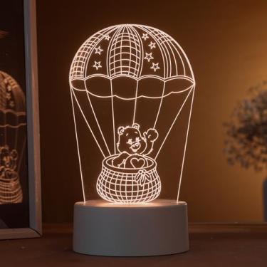 Imagem de Luminária led 3d, abajur de mesa, urso no balão- ursinhos carinhosos
