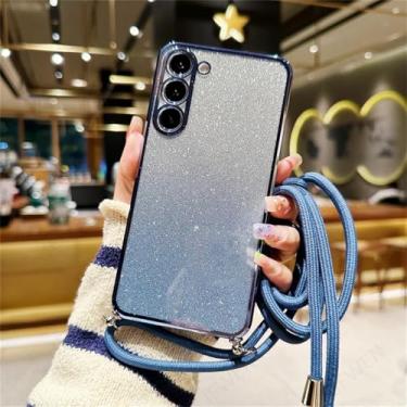 Imagem de Crossbody Lanyard Glitter Case para Samsung Galaxy A52 A72 A32 A22 A12 A02S A11 A21S A31 A51 A71 A50 A70 A32 A20 A7 2018 Capa, Azul, Para Samsung A7 2018