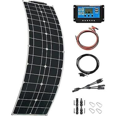 Imagem de Painel solar monocristalino 200W/300W Módulo fotovoltaico flexível, carregador de painel solar com saída USB para motorhome, caravana, barcos, telhados, superfícies irregulares, 1x300W
