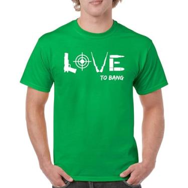 Imagem de Camiseta Love to Bang 2nd Amendment 2A Gun Right to Bear Arms Veteran Dont Tread on Me Camiseta masculina patriótica americana, Verde, GG