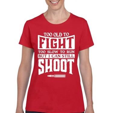 Imagem de Camiseta feminina Too Slow to Run But I Can Still Shoot 2nd Amendment Second Gun Rights Retired Veteran Patriotic, Vermelho, P