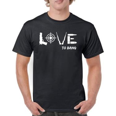 Imagem de Camiseta Love to Bang 2nd Amendment 2A Gun Right to Bear Arms Veteran Dont Tread on Me Camiseta masculina patriótica americana, Preto, 4G