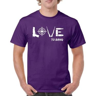 Imagem de Camiseta Love to Bang 2nd Amendment 2A Gun Right to Bear Arms Veteran Dont Tread on Me Camiseta masculina patriótica americana, Roxa, 3G