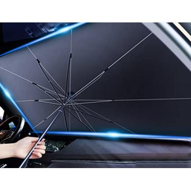 Imagem de Guarda-sol de para-brisa de carro dobrável titânio prata guarda-chuva de carro para bloqueio de raios solares (grande (55 x 79 cm))