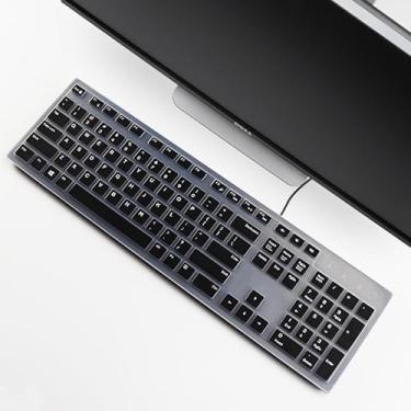 Imagem de YongMai Capas de teclado para teclado de computador desktop de silicone Dell KM636 KB216, Dell Optiplex 5250 3050 3240 5460 7450 7050/Dell Inspiron AIO 3475 3670 3477 (preta)