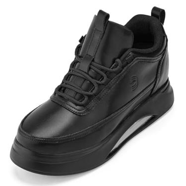 Imagem de CALTO Tênis masculino invisível que aumenta a altura – Tênis de plataforma alta grosso – 8 cm mais alto, Ônix/Sola preta, 40