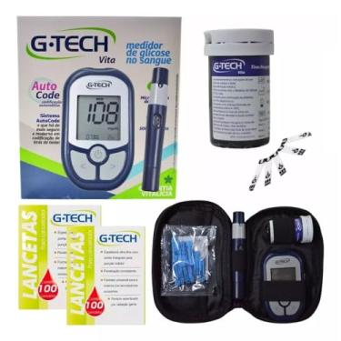 Imagem de Kit Medidor Glicemia Glicose G-tech + 200 Lanceta G-tech