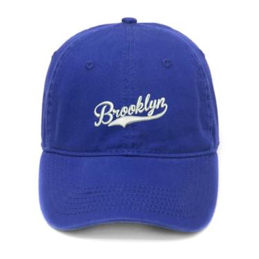 Imagem de L8502-LXYB Boné de beisebol masculino bordado Brooklyn algodão lavado, Azul, 7 1/8