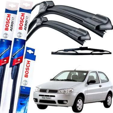 Imagem de Palheta Limpador Parabrisa Bosch Aerofit Par de Palheta Limpadora Dianteiro + Traseiro Ft palio gancho 2003 à 2010