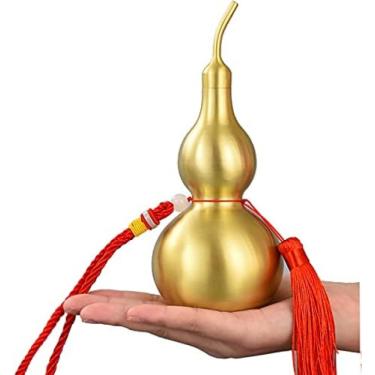 Imagem de China cabaça de latão Wu Lou Feng Shui Decorações de cabaça Wu Lou/Hu Lu/Lou Shui Produtos decorativos de Feng Shui, alta: 17,6 cm