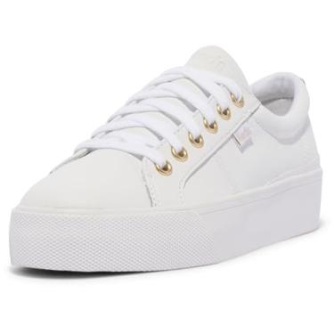 Imagem de Keds Tênis feminino Jump Kick Duo com cadarço, Couro branco/dourado, 36