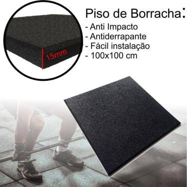 Imagem de Piso academia emborrachado preto anti impacto 100x100 cm