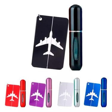 Imagem de Kit Viagem Etiqueta Tag Mala Mini Frasco Perfume Portátil (Preto)