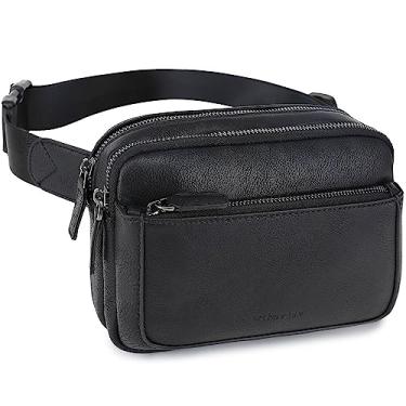 Imagem de Bolsa de cinto feminina, pochete de couro vegano, bolsa transversal de cintura ajustável, bolsa de cinto grande fashion em todos os lugares, Preto, Compras, viagens, caminhadas, parque temático,