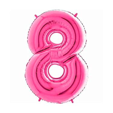 Imagem de Balão De Número Grande Rosa Pink Metalizado 40cm (8)