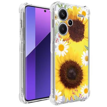 Imagem de Ueokeird Capa de telefone para Redmi Note 13 Pro+ 5G/Redmi Note 13 Pro Plus 5G Capa para meninas e mulheres, capa protetora de TPU flexível à prova de choque com estampa floral flexível para Xiaomi